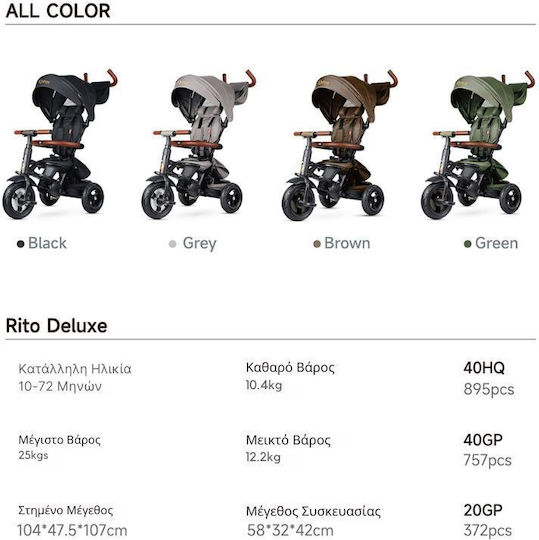 Q Play Rito Deluxe Air Πτυσσόμενο & Μετατρεπόμενο για 10 Μηνών Gel Grey