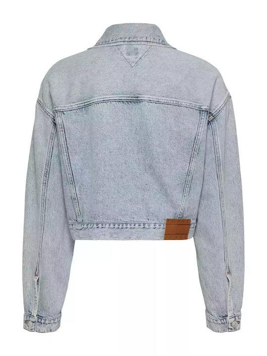 Zuschneiden Damen Jeansjacke Light Blue