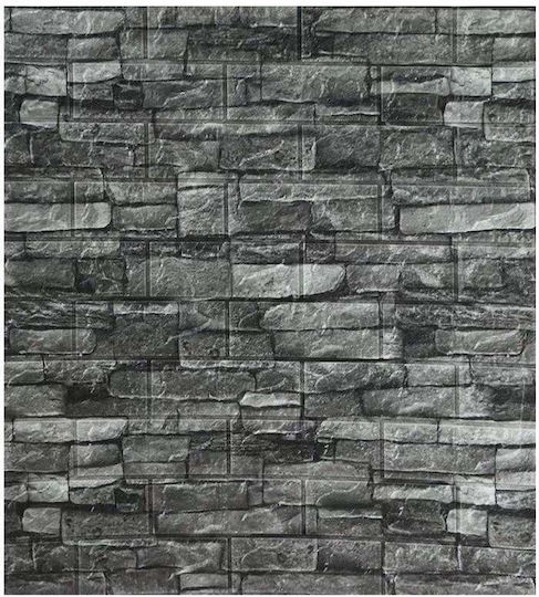 3d Self-adhesive Wallpaper Siks Stone Relief Pattern Gray Modern Design Water-resistant Easy To Clean Dimensions 77x70cm
