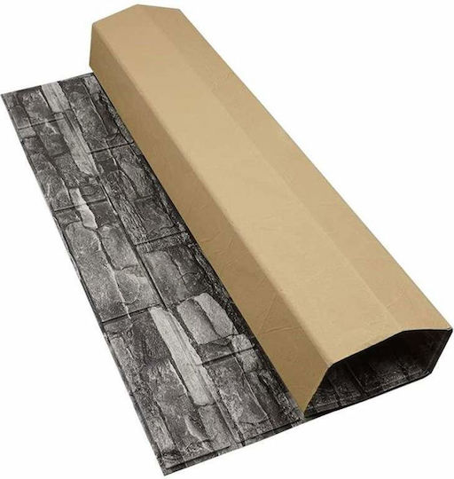 3d Self-adhesive Wallpaper Siks Stone Relief Pattern Gray Modern Design Water-resistant Easy To Clean Dimensions 77x70cm
