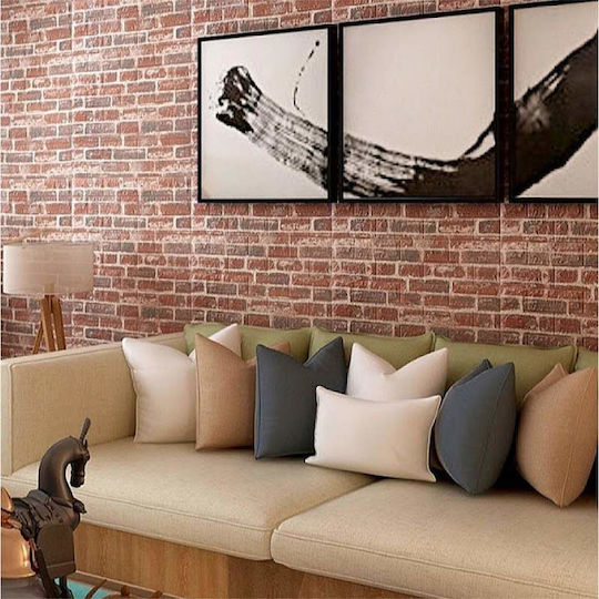 3d Self-adhesive Wallpaper Siks Raised Brick Pattern Brown Modern Design Water-resistant Easy To Clean Dimensions 77x70cm
