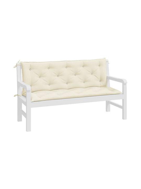 vidaXL Waterproof Bench Cushion for Garden Bench with Backrest Cream White 2 Pieces 50x150cm