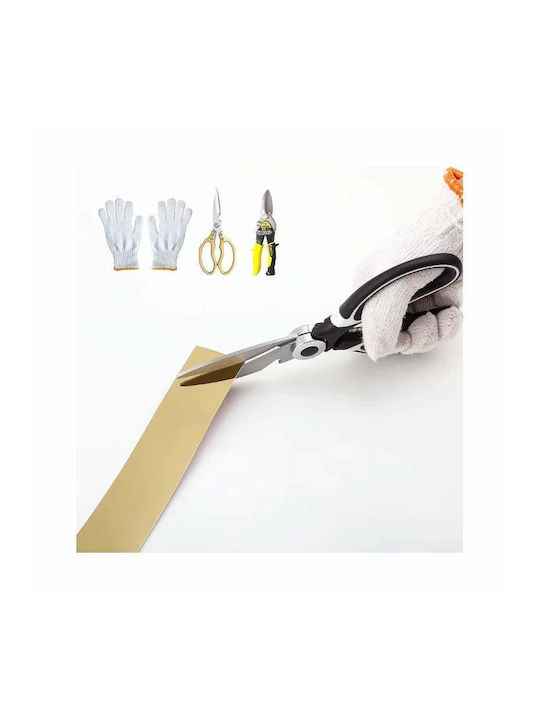 Bandă decorativă autoadezivă efect oglindă Siks din oțel inoxidabil placat cu nichel tip rolă autocolant pentru perete, tavan, podea, mobilier, dimensiune 200 x 1 cm, rezistentă la apă, auriu