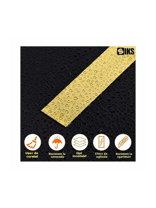 Set 5 benzi decorative autoadezive efect oglindă Siks din oțel inoxidabil placat cu nichel tip rolă autocolant perete tavan podea mobilier dimensiune 200 x 1 cm rezistent la apă auriu