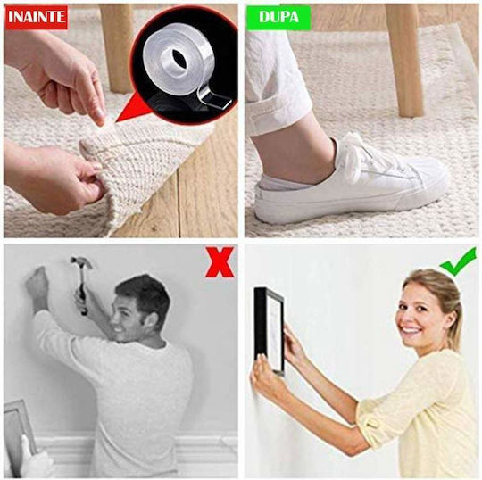 Set 3 Benzi Adezive Dublu Adezive Siks 3x3 Metri 9m Izolante Impermeabile Reutilizabile Tehnologie Nano Transparentă