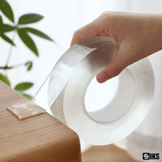 Bandă adezivă dublu adezivă Siks reutilizabilă după spălare transparentă 3cm X 5m grosime 0,5mm
