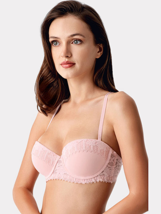 Ροζ Strapless Σουτιέν με Ελαφριά Ενίσχυση