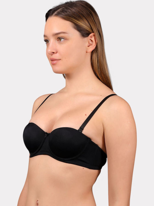 Μαύρο Strapless Σουτιέν χωρίς Ενίσχυση