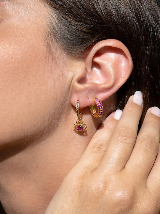 Cercei cu ochi din zirconiu fuchsia