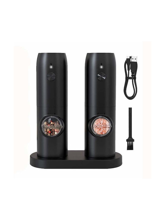 Elektrisch Gewürzmühlen Inox in Schwarz Farbe 5.5cm 2Stück