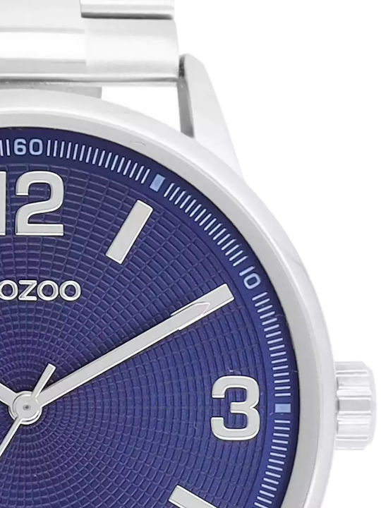 Oozoo Timepieces Γυναικείο Ρολόι 45mm Μπαταρίας με Ασημί Μεταλλικό Μπρασελέ