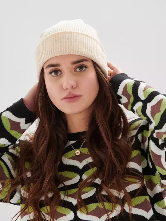 Beanie Γυναικείος Σκούφος Πλεκτός σε Λευκό χρώμα