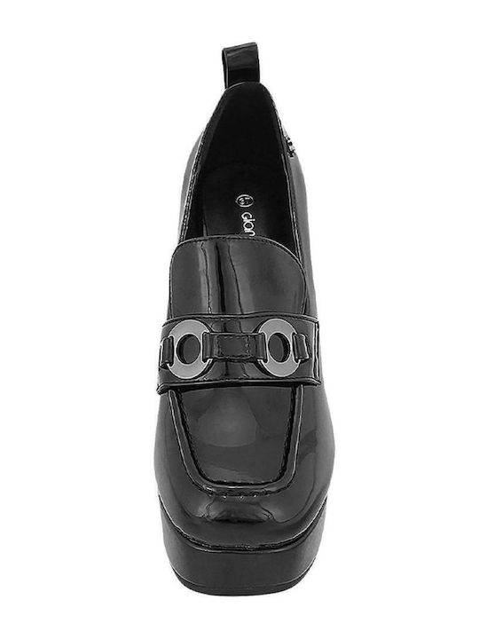 Women's Patent Leather Oxford Shoes Black