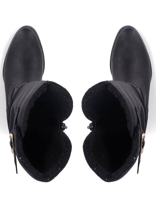 Women's Cowboy Boots with Medium Heel & Fur Black