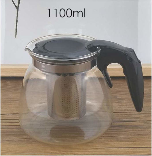 Ceainic cu Filtru Sticlă Transparent 1100ml