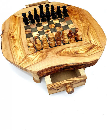 Wooden Art Lucrat manual Șah din Lemn de Măslin 30x30cm