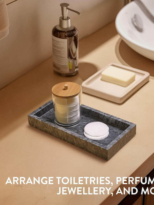 Navaris Marble Jewelry Storage Tray 25 X 12 X 3 Cm Black