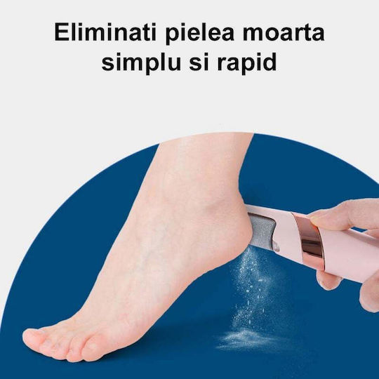 Siks Pilă Electrică pentru Călcâie și Curățarea Unghiilor cu Lumină LED Rezistentă la Apă Încărcare USB Cap Rotativ 360 de Grade 2 Role Abrazive și Fine Roz