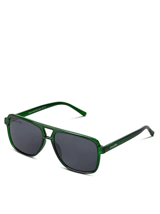 Smooder Unisex Sonnenbrille mit Grün Kunststoff Gestell und Grün Linse X041