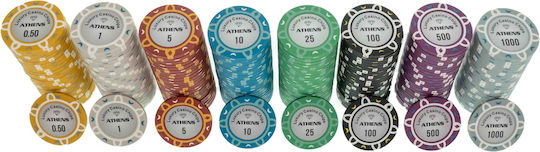 Set de 300 Fise de Poker Numerotate Atena 14g Cutie de Lux Abs Negru