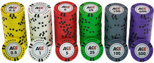 Σετ 300 Τεμ Αριθμημένες Μάρκες Poker Ace 14gr Βαλίτσα Πολυτελείας Abs Black