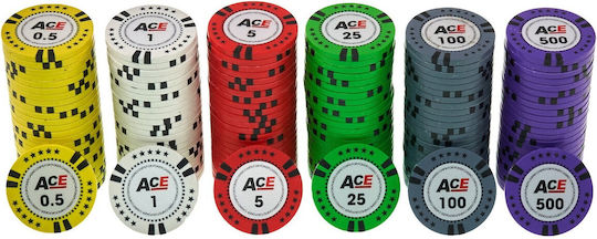Set de 500 jetoane de poker numerotate As 14g cu husă din aluminiu