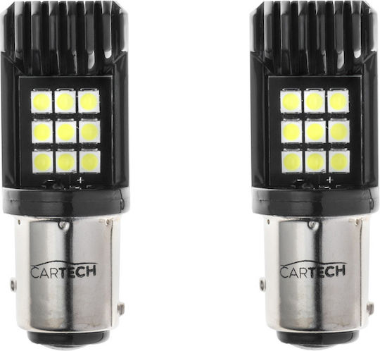 Cartech Λάμπες Αυτοκινήτου S25 / P21W / BA15S Canbus LED 6000K Ψυχρό Λευκό 12-24V 2τμχ