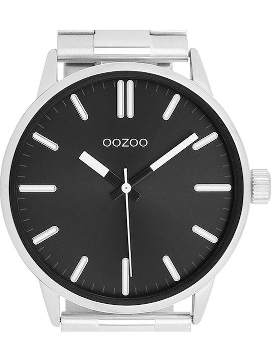 Oozoo Timepieces Ανδρικό Ρολόι 45mm Μπαταρίας με Ασημί Ατσάλινο Μπρασελέ