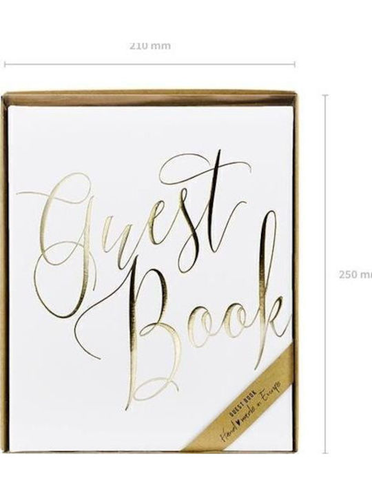 Party Deco Guest Book White Gold Lettering 20x24.5 Cm 22 Universal Pages