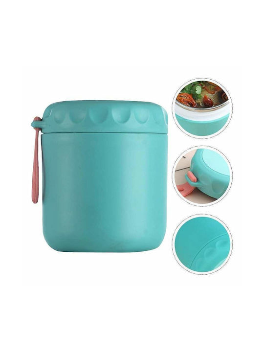Bol Termic Siks Lingură pentru Supă Inclusă Fabricat din Oțel Inoxidabil 430 Ml Mini Termos Prânz Turcoaz