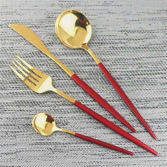 Cutlery Set Stainless Red 24pcs
