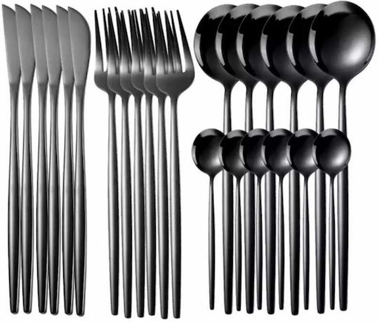 Besteckset Edelstahl Schwarz 24Stück