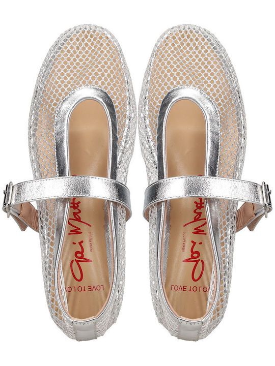 Ballerinas With strap Silver