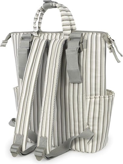 Walking Mum Walking Mum Backpack Diaper Bag Botton Stripes Gray 36x26x12cm