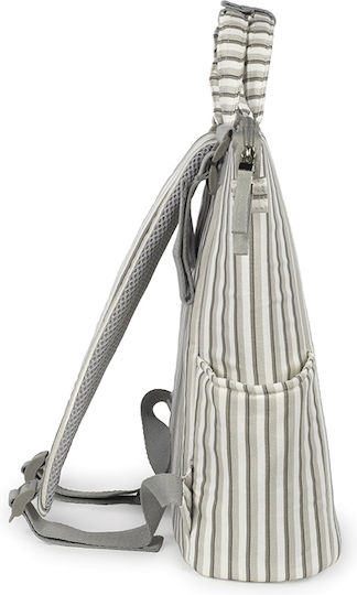 Walking Mum Walking Mum Backpack Diaper Bag Botton Stripes Gray 36x26x12cm