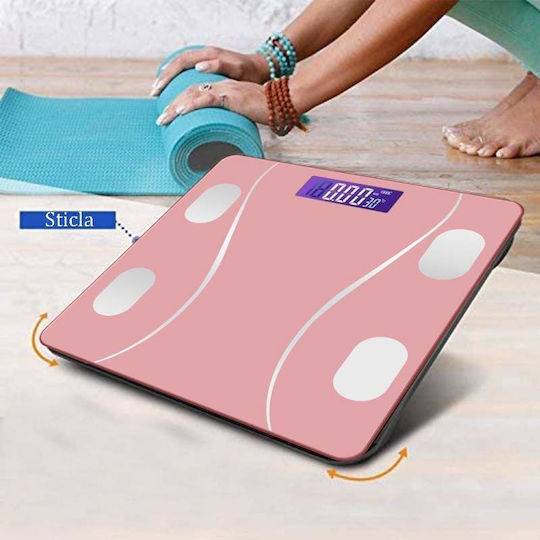 Smart Ζυγαριά 180kg με Bluetooth Ροζ