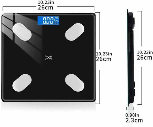 Smart Cântar de Baie 180kg cu Bluetooth Negru
