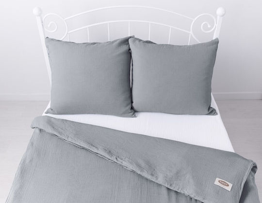 Matex Duvet Cover Set Cotton Single with Pillowcase 160x200 Dark Gray