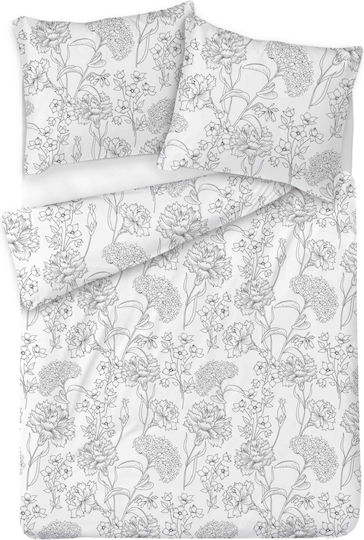 Matex Bettbezug-Set Baumwolle Übergröße mit 2 Kissenbezügen 220x200 Gray