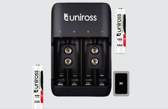 Uniross Ucu004a USB Компактен Мулти Зарядно Устройство 4x AA 2100 Батерии