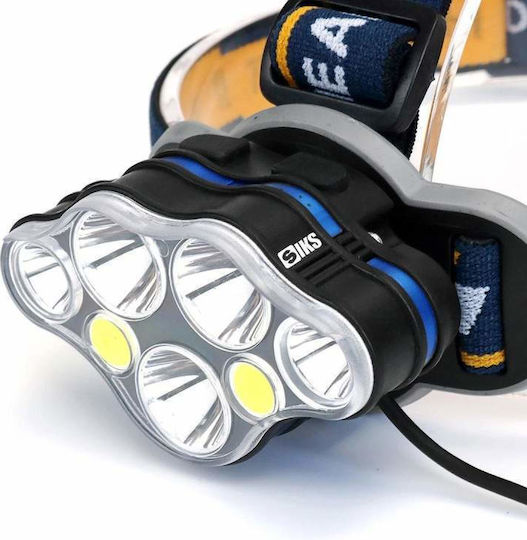 Lanternă frontală Siks cu baterie reîncărcabilă 8 LED-uri 13.000 lumeni 6 niveluri de luminozitate albă 1 mod de semnalizare SOS roșu intermitent
