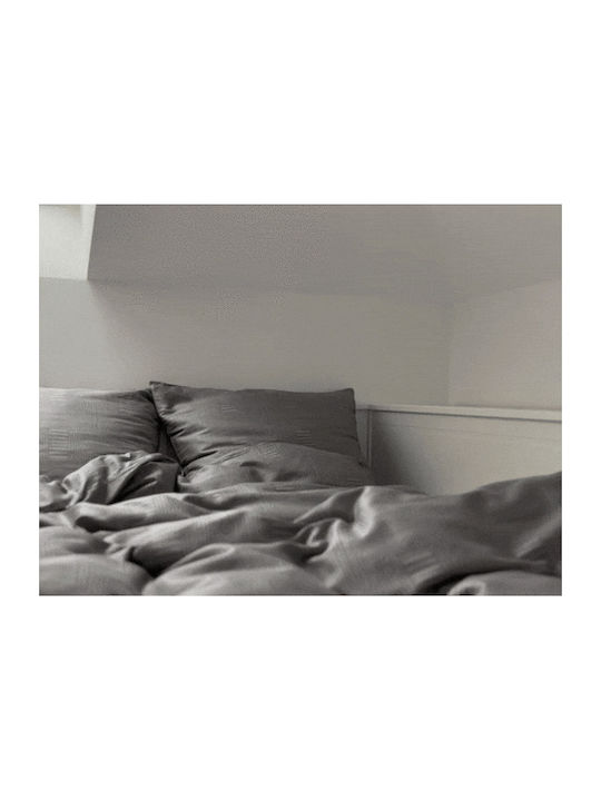 Matex Duvet Cover Set Cotton Single with Pillowcase 140x200 Gray