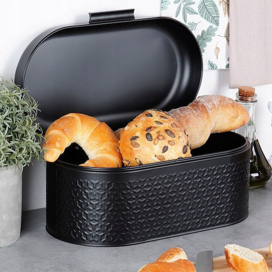 Vilde Bread Box with Lid Inox Black 34x20x15cm