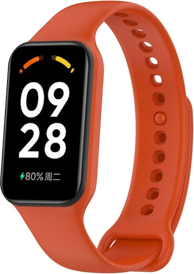 Curea ceas din silicon integrată, culoare solidă portocalie, pentru Xiaomi Mi Band 8 Active