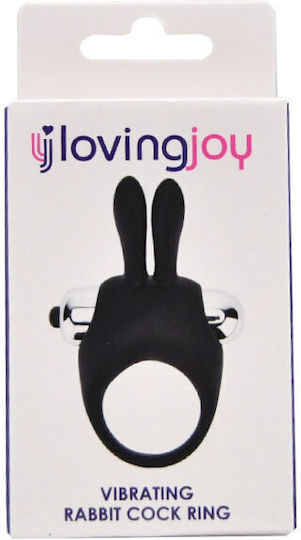 Joyrings Silicone Long Rabbit Vibrating Cock Ring Black By Loving Joy