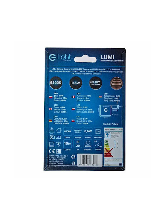 Eko Light Φωτιστικό Τοίχου με Ενσωματωμένο LED και Ψυχρό Λευκό Φως