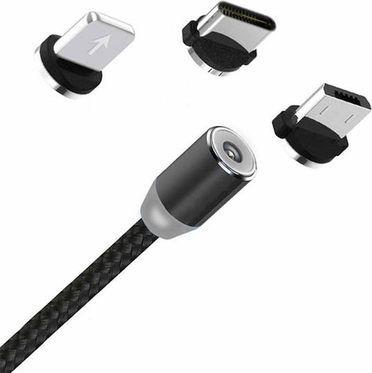 Siks 3in1 Magnetic Charging Cable Lightning Micro-usb Type-c Black