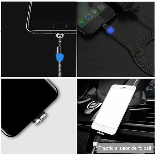 Siks 3in1 Magnetic Charging Cable Lightning Micro-usb Type-c Black