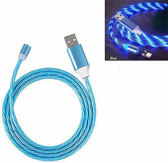 Siks Cablu de Încărcare Magnetic 3în1 Lightning Micro-usb Type-c Albastru