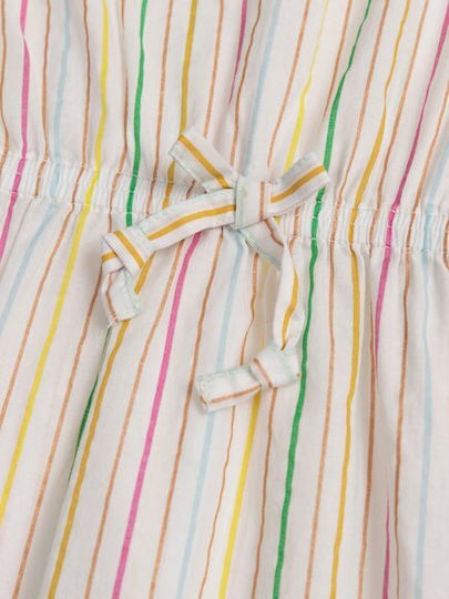Kid's Poncho Girls Colourful Stripes White